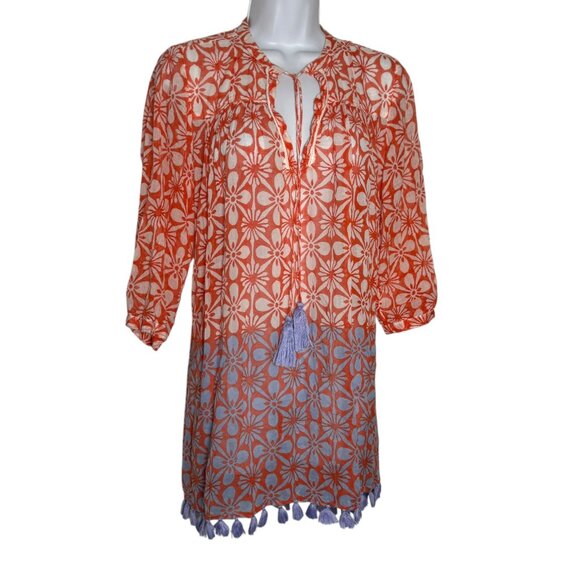 Roller Rabbit Serafina Tassel & Fringed Tunic top size small Floral Coverup - Picture 1 of 8